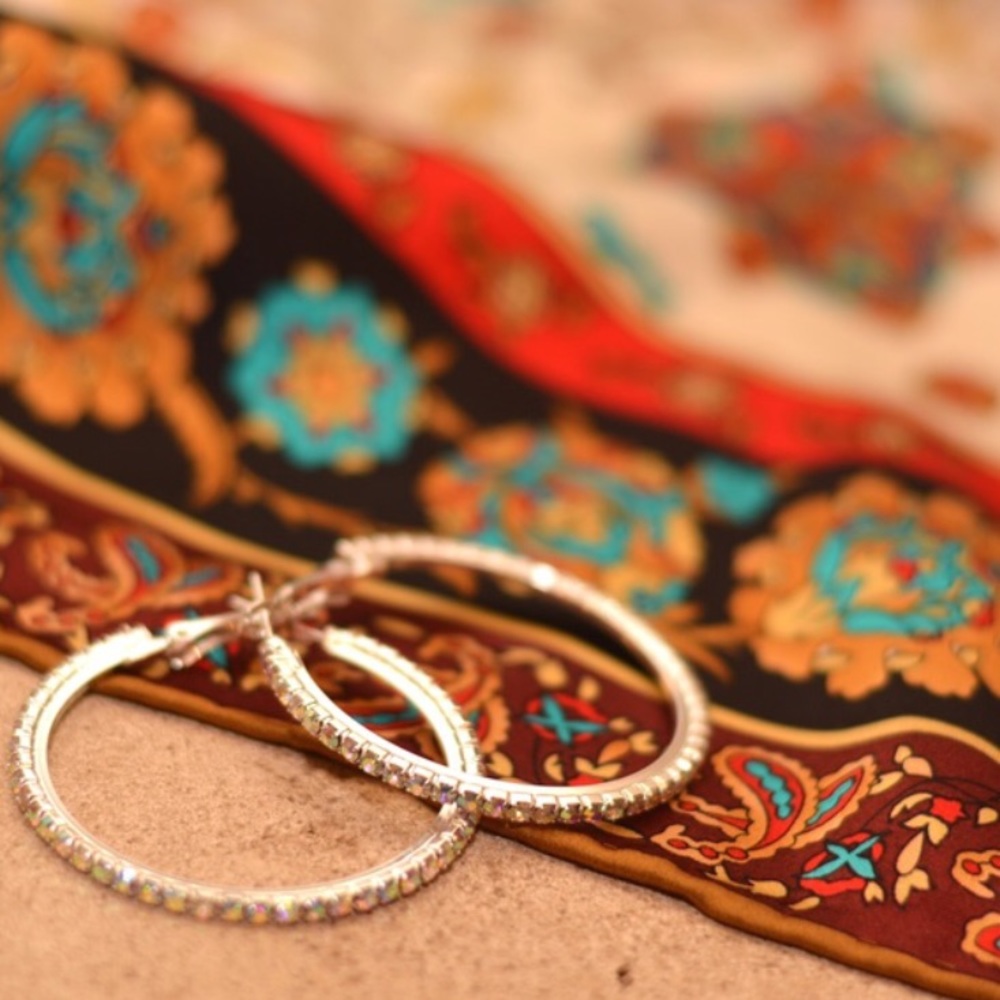 Rhinestone Hoop by Farah Jewelry